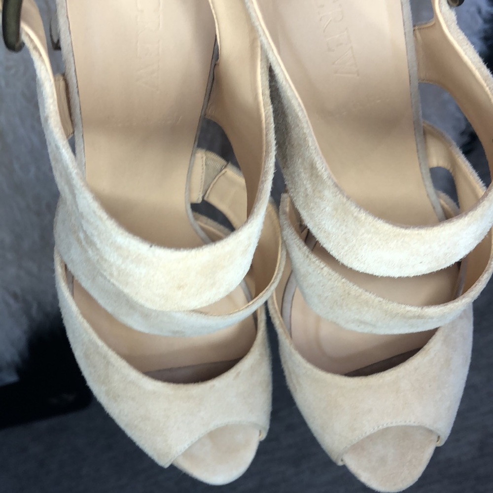 NEW J.Crew Suede Platform high heels NWOT never worn made in Italy Leather - Picture 7 of 14